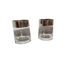 Vintage Old Fashioned Glasses - Silver Rim (pair)